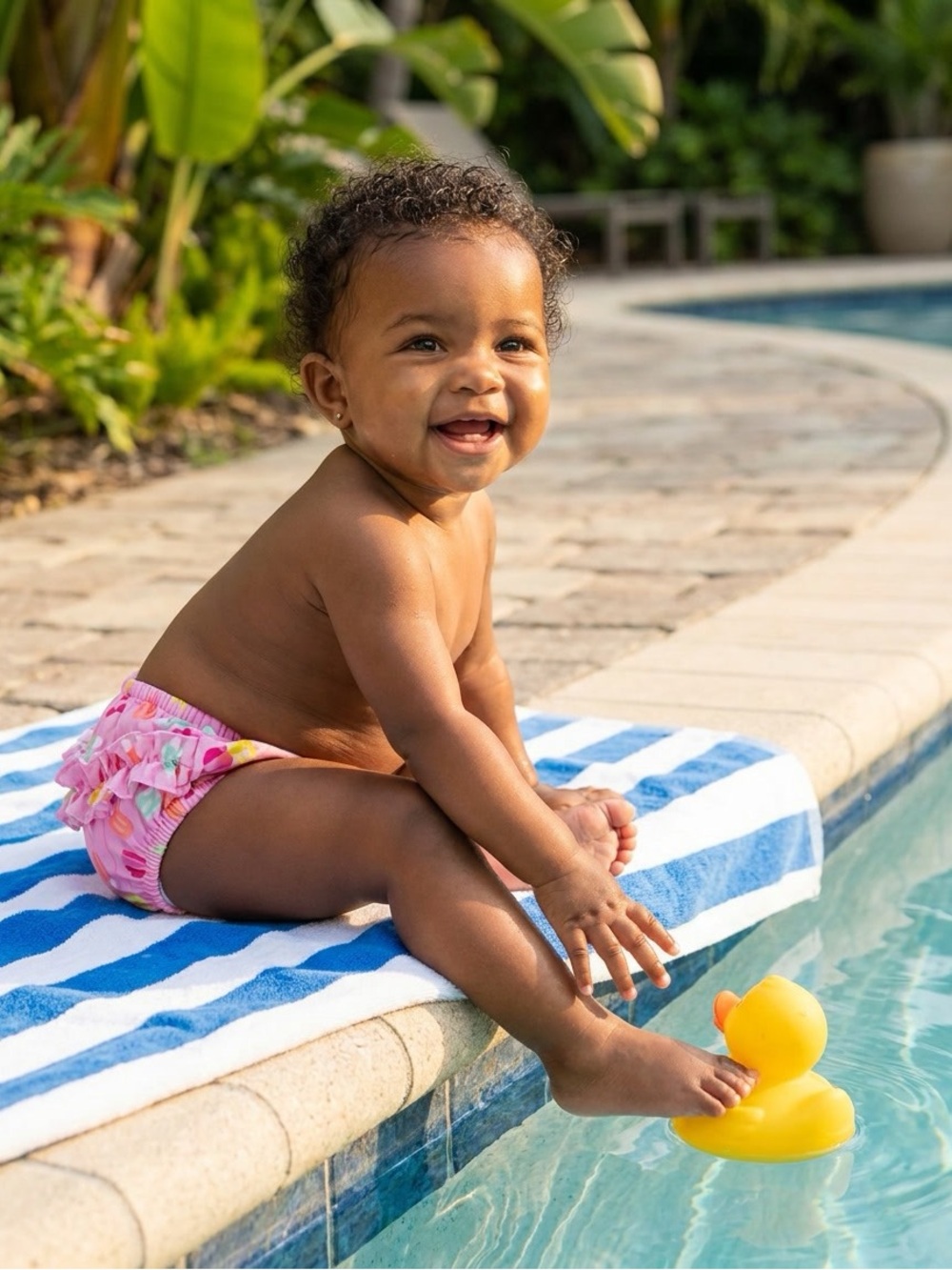 i play. Pink Baby Swim Bloomers with Ice Cream Print